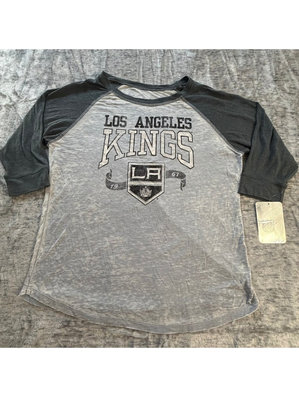 Los Angeles Kings Women's XL T-Shirt Burnout 3/4 Sleeve NHL Hockey